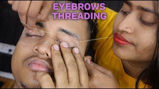 Eyebrows Threading by Barber Girl Pakhi  how to Thread Eyebrows  ASMR [upl. by Susumu]