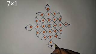 71 dots Easy Tuesday Rangoli Special Kolam Design Daily Rangoli Muggulu [upl. by Aleiram]