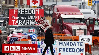 Ottawa locals plead for end of trucker protest in Canadian capital  BBC News [upl. by Ellon313]