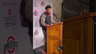 Caleb Downs speaks on having Ohio State’s first punt return for a touchdown in 10 years [upl. by Nohsid571]