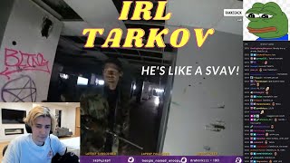 xQc Reacts To Encounter With Real Life Armed Tarkov Person [upl. by Teevens]