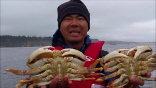 oregon coast crabbing catching giant dungeness crab [upl. by Kcim]