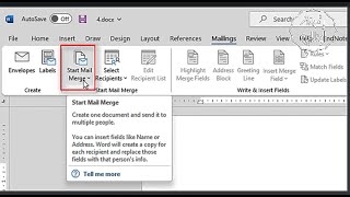 استخدام دمج المراسلات quotMail Mergequot في الوورد [upl. by Uhayile]