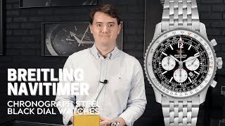 Breitling Navitimer Chronograph Steel Black Dial Watches  SwissWatchExpo [upl. by Tteragram773]