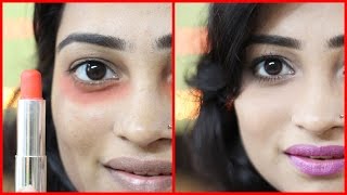 Amazing Trick How to Cover Dark Under Eye Circles using ORANGE LIPSTICK [upl. by Ddot]