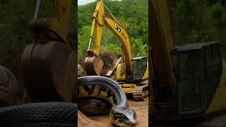 Wow Amazing  Excavator catches anaconda anaconda snake animals giant shortvideo shorts [upl. by Fendig]