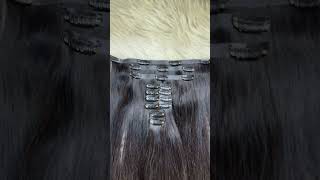 Clip ins hair extensions easy install 1b natural color hairstyle [upl. by Ylenats]