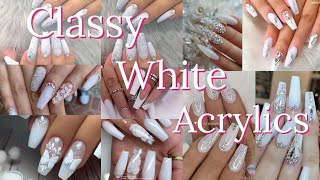 WHITE ACRYLIC NAILS Pure 💅 Styles to Try [upl. by Gaultiero514]