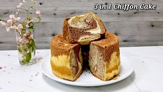 3 CHIFFON CAKE RECIPES IN 1 VIDEO Chocolate Coffee Vanilla Chiffon [upl. by Dougie]