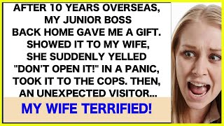 After 10yr abroad my junior bosss gift leads to a police rush when my wife cries Dont open [upl. by Nawuj1]