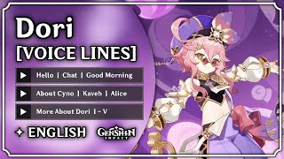 Dori  All Voice Lines ENGLISH Voice Over  Genshin Impact  M0har1b [upl. by Anaet]