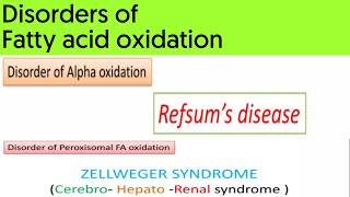 Disorders of Fatty acid oxidation  Refsums disease amp Zellweger syndrome [upl. by Nylirrehs]