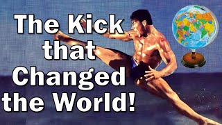 Van Dammes kick that Changed the World  JCVD Helicopter jump spin kick TimeLine [upl. by Nylodnarb]