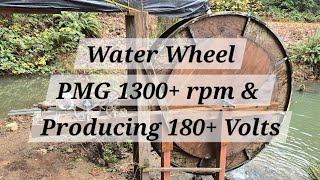 Water Wheel Producing 180 Volts DC [upl. by Eekcaj830]