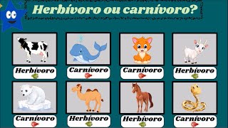 Descobrindo Animais Herbívoro e Carnívoro  Vídeo Educativo para crianças [upl. by Porter]