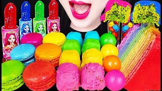 ASMR Rainbow Dubai Chocolate Edible Lipstick 무지개 두바이 초콜릿 먹방 Mukbang Eating [upl. by Jezabel454]