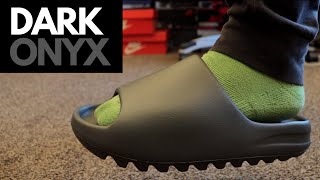 Yeezy Slide Dark Onyx Review amp On Feet 2024 [upl. by Nnylyrehc]