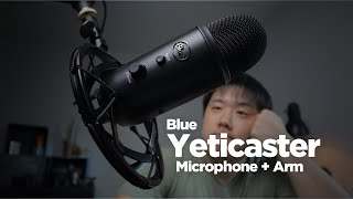 Blue  Yeticaster Microphone amp Boom Arm Unboxing amp Review [upl. by Arin]