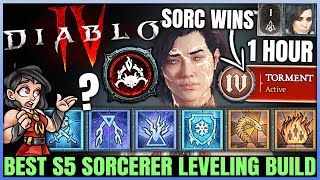 Diablo 4  New Best Sorcerer Leveling Build  Season 5 FAST 1 to 70  HUGE Buffs Skills Gear Guide [upl. by Rramed470]