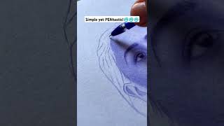 Realistic Portrait Drawing With Ballpoint Pen [upl. by Hendry]