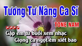 Karaoke Tương Tư Nàng Ca Sĩ Tone Nam Nhạc Sống Dễ Hát  Hoàng Luân [upl. by Esirehc]