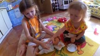 Playing with dolls changing diapers and feeding [upl. by Hoang]