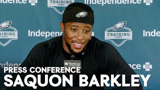 Eagles Press Conference Saquon Barkley Zack Baun and More  August 5 2024 [upl. by Saimerej]