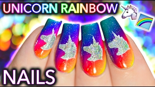 Unicorn Rainbow Nail Art now u can ride my nails [upl. by Cobby938]