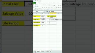 Depreciation in Excel excel excelformula excelfunction excelacademy explore excelcourse [upl. by Ruffi898]