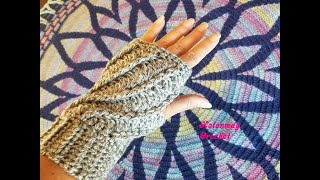 Crochet Quick Easy Beginner Kathys Divine Fingerless Mittens DIY Tutorial [upl. by Sahc287]