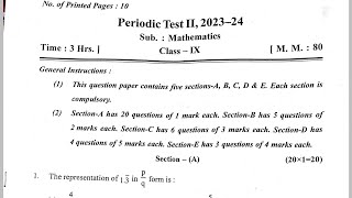 Class9 MATHS  PT2 Half Yearly Exam Question Paper  CBSE  KV periodic Test 2 [upl. by Ayimat]