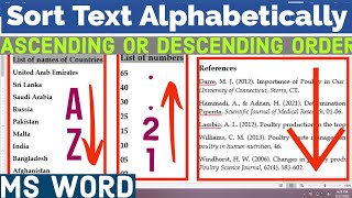 How to Do Sorting in MS Word  How to Sort References Alphabetically in Word  How to Sort in Word [upl. by Steiner]