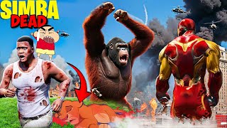 GTA 5  GIANT KING KONG destroyed CITY😰  SIMBA DEAD amp SHINCHAN amp CHOP In Gta V [upl. by Glavin902]