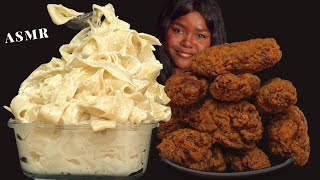 ASMR CHICKEN WINGS amp ALFREDO CREAMY PASTA MUKBANG Talking Sticky Eating Sounds [upl. by Nerine]