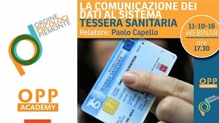 La comunicazione dei dati al sistema tessera sanitaria  Webinar OPP [upl. by Zullo596]