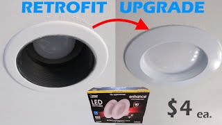 Cheap Retrofit Upgrade  Recessed Can to LED Flush Light  BR30 [upl. by Sidnarb]