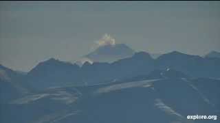 Mount Martin volcano AK  Steam rises from the volcano  100814 [upl. by Llesirg]