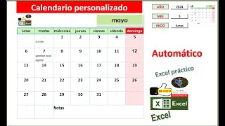 Parte 2 Diseñar calendario personalizado y dinamico en Excel Con registro de actividades [upl. by Ydollem]