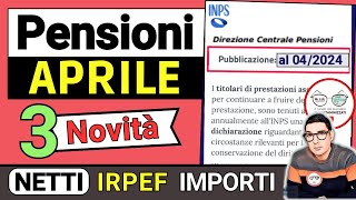 PENSIONI APRILE 2024 ➡ NOVITà E ANTEPRIMA IMPORTI CEDOLINI ARRIVATI PER CHI IRPEF AUMENTI CONGUAGLI [upl. by Attiuqram]