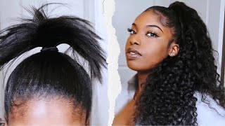 SLEEK Ponytail On NATURAL Hair With Weave [upl. by Dove]