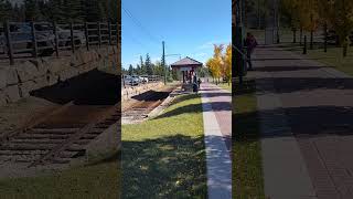 Calgary Heritage Park TrolleyTram Arriving at Dominion Station heritagepark calgary tram [upl. by Thorne]