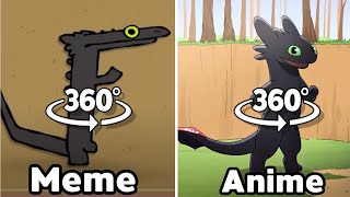 Toothless Dancing Vs Anime Toothless Dance 360º VR [upl. by Drucie]