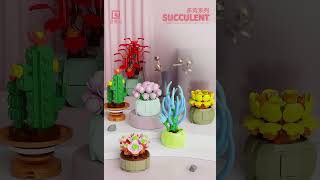 Creative Desktop Decoration Flower Bricks Plastic Toy Diy Plant Model Succulent Building Blocks Set [upl. by Kimberlyn]