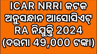 ICAR NRRI Cuttack Research Associate RA Recruitment 2024 Salary Rs 49000 [upl. by Assirk267]