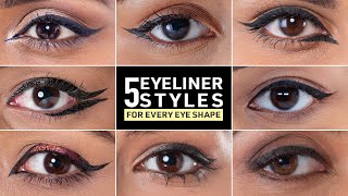 EASY Eyeliner Styles for Beginners  5 Ways To Do Your Eyeliner For EVERY Eye Shape [upl. by Bathesda98]