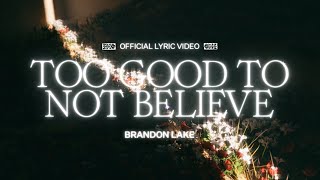 Too Good To Not Believe Lyric Video  Brandon Lake [upl. by Yak]