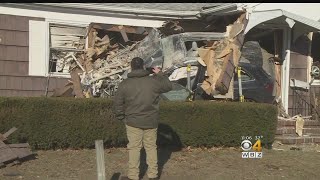 Car Crashes Through New Bedford Home [upl. by Ellenehs825]