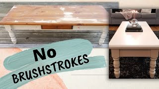 How To Paint Furniture WITHOUT BRUSH STROKES  Coffee Table Makeover Before and After [upl. by Nho185]