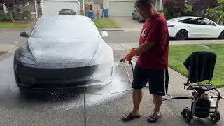 New 2024 Tesla Model 3 foam cannon pre wash [upl. by Josee]