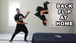 Learn How To Backflip AT HOME Easy Tutorial for Beginners [upl. by Zinnes]